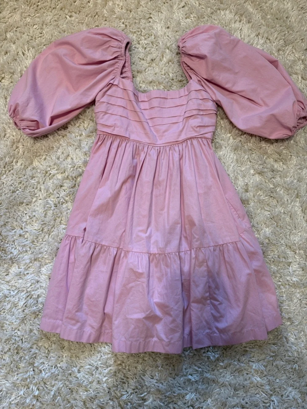 Abercrombie & Fitch Light Pink Puff-Sleeve Tiered Dress - Picture 1 of 5